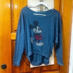 EUC Disneyland Rhinestone Mickey Mouse Hi Low Sweatshirt Medium